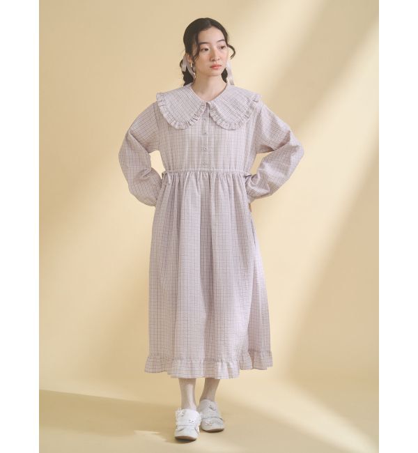 merry jenny「チェックフリルカラーワンピース」|ワンピース|