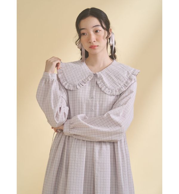 merry jenny「チェックフリルカラーワンピース」|ワンピース|