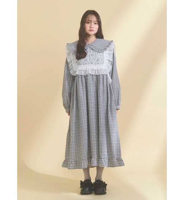 merry jenny「チェックフリルカラーワンピース」|ワンピース|