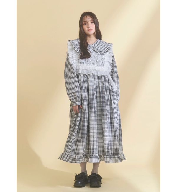 merry jenny「チェックフリルカラーワンピース」|ワンピース|