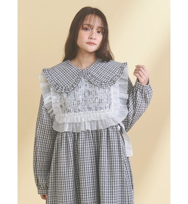 merry jenny「チェックフリルカラーワンピース」|ワンピース|