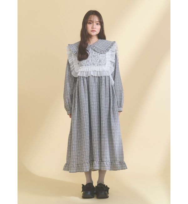 merry jenny「チェックフリルカラーワンピース」|ワンピース|
