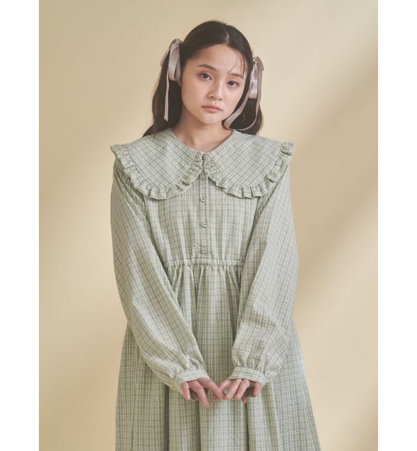 merry jenny「チェックフリルカラーワンピース」|ワンピース|