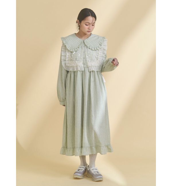 merry jenny「チェックフリルカラーワンピース」|ワンピース|