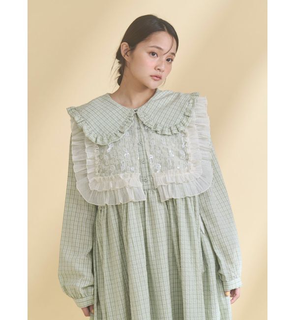 merry jenny「チェックフリルカラーワンピース」|ワンピース|