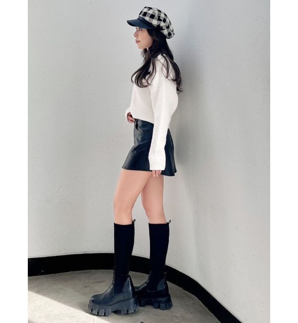 GYDA「フェイクレザースカートライクショートパンツ」|スカート|