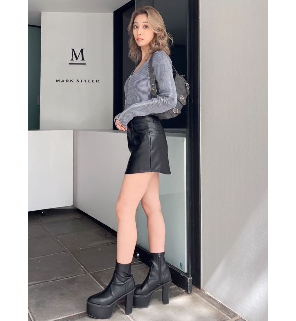 GYDA「フェイクレザースカートライクショートパンツ」|スカート|