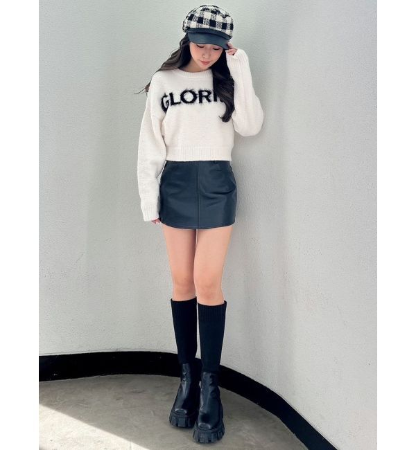 GYDA「フェイクレザースカートライクショートパンツ」|スカート|