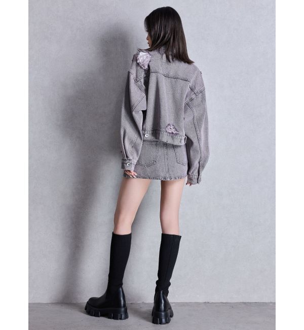 GYDA「ハイウエストダメージスカートライクデニムショートパンツ」|スカート|