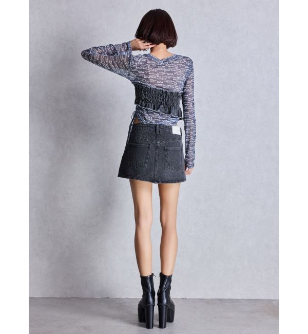 GYDA「ハイウエストダメージスカートライクデニムショートパンツ」|スカート|