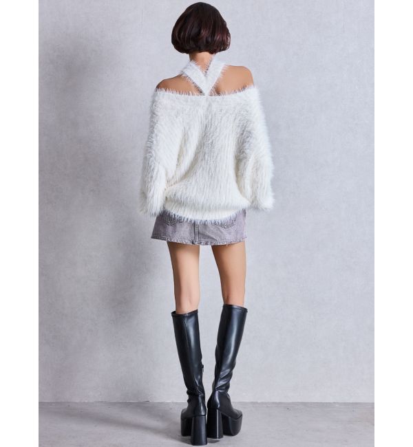 GYDA「ハイウエストダメージスカートライクデニムショートパンツ」|スカート|