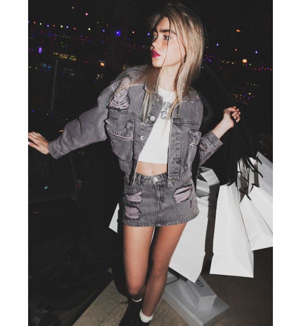 GYDA「ハイウエストダメージスカートライクデニムショートパンツ」|スカート|