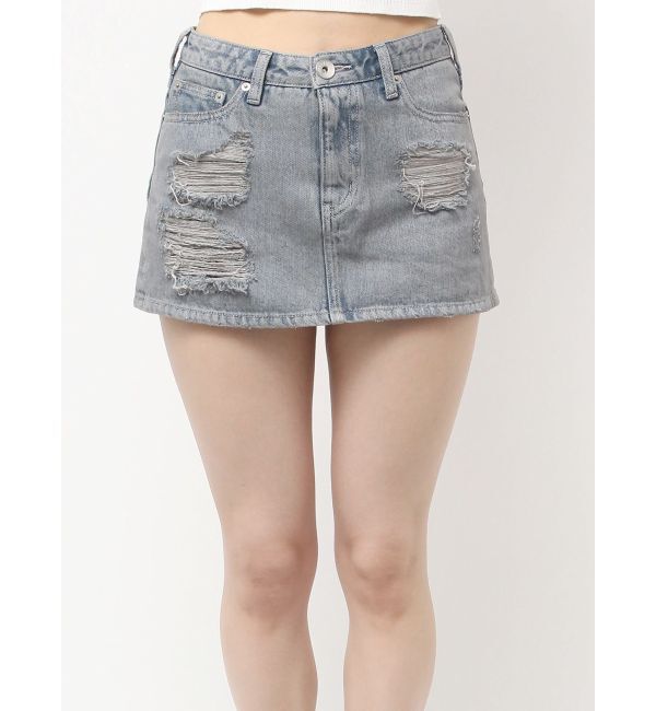GYDA「ハイウエストダメージスカートライクデニムショートパンツ」|スカート|