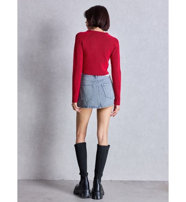 GYDA「ハイウエストダメージスカートライクデニムショートパンツ」|スカート|