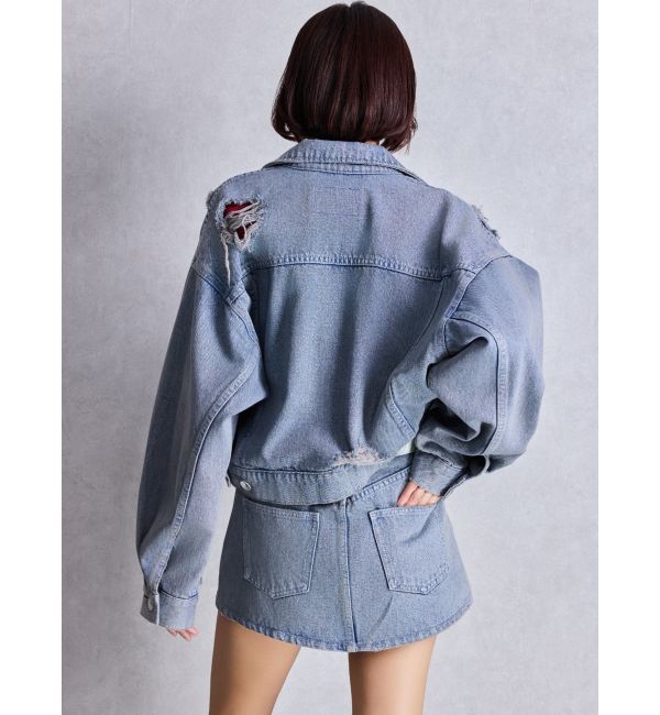 GYDA「ハイウエストダメージスカートライクデニムショートパンツ」|スカート|