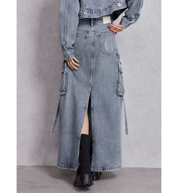 GYDA「ハイウエストG bijou CARGOデニムロングスカート」|スカート|
