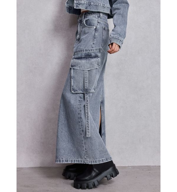 GYDA「ハイウエストG bijou CARGOデニムロングスカート」|スカート|