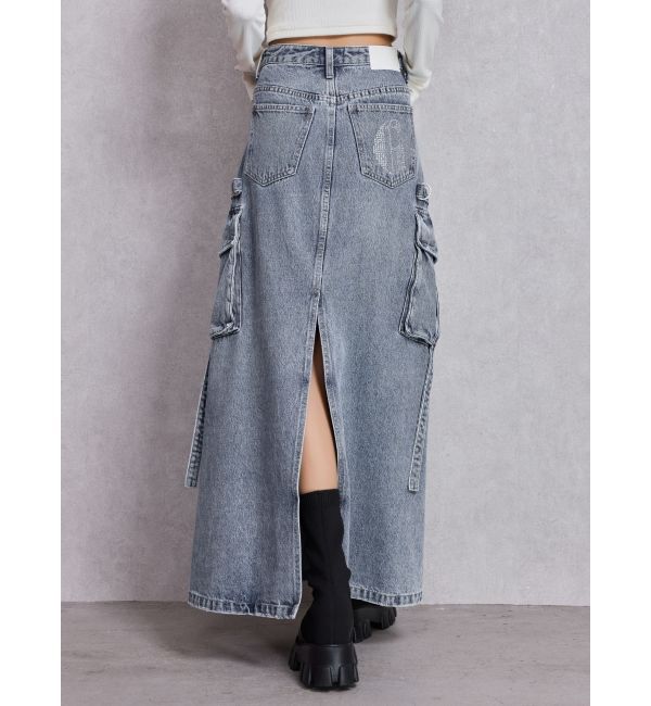 GYDA「ハイウエストG bijou CARGOデニムロングスカート」|スカート|