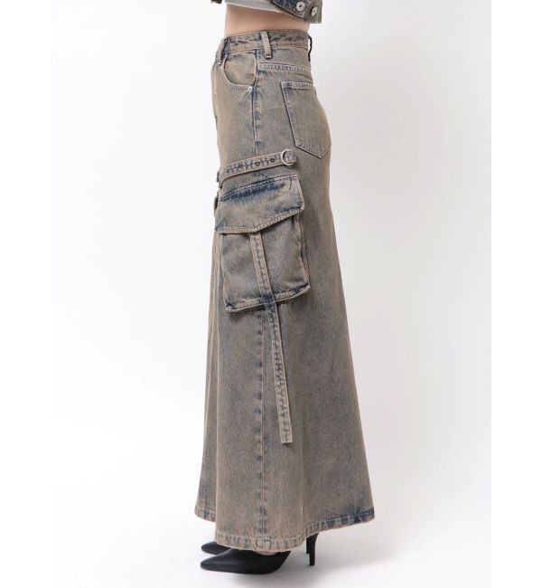 GYDA「ハイウエストG bijou CARGOデニムロングスカート」|スカート|