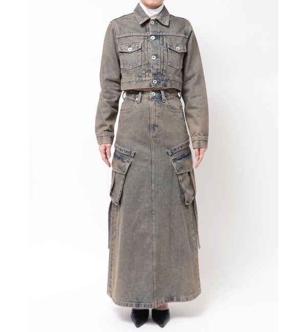 GYDA「ハイウエストG bijou CARGOデニムロングスカート」|スカート|