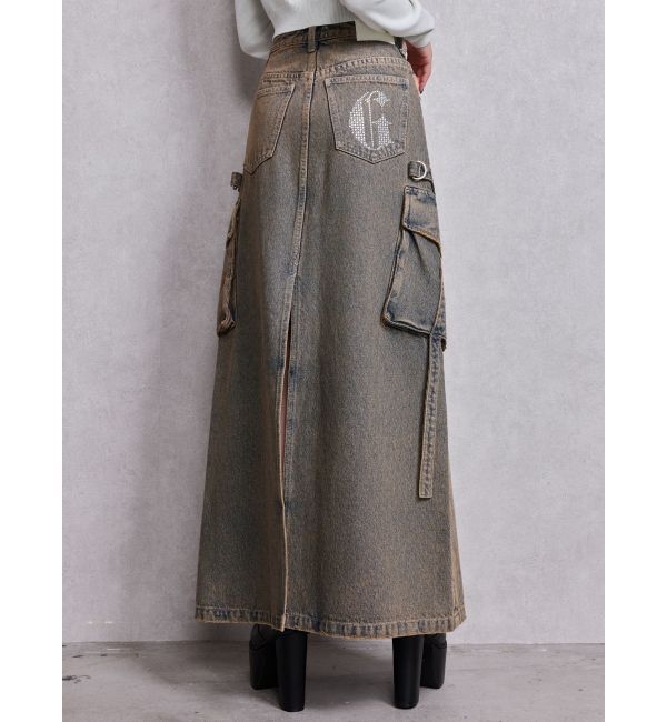 GYDA「ハイウエストG bijou CARGOデニムロングスカート」|スカート|インディゴ