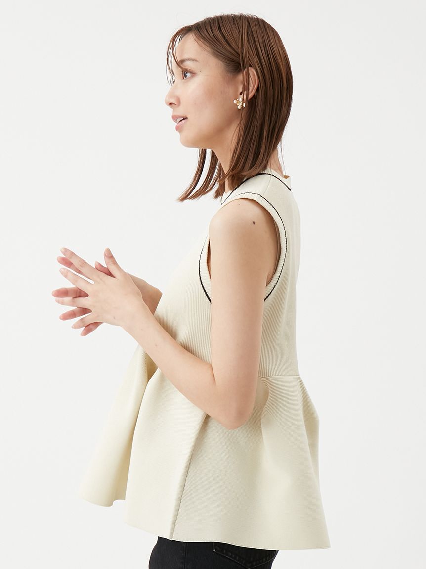 Mila Owen「【USAGI ONLINE・ZOZOTOWN限定カラー】【セットアップ対応】フォルムアンサンブルペプラムノースリニット」|ニット・セーター|