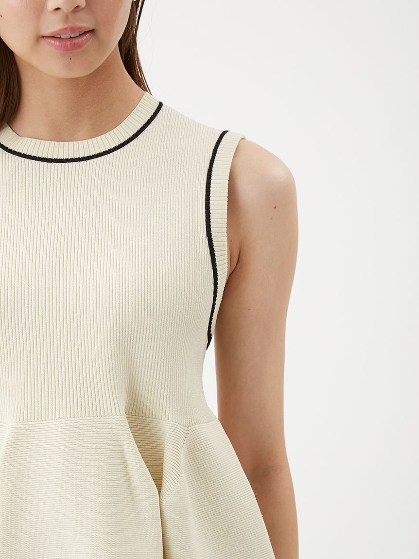 Mila Owen「【USAGI ONLINE・ZOZOTOWN限定カラー】【セットアップ対応】フォルムアンサンブルペプラムノースリニット」|ニット・セーター|