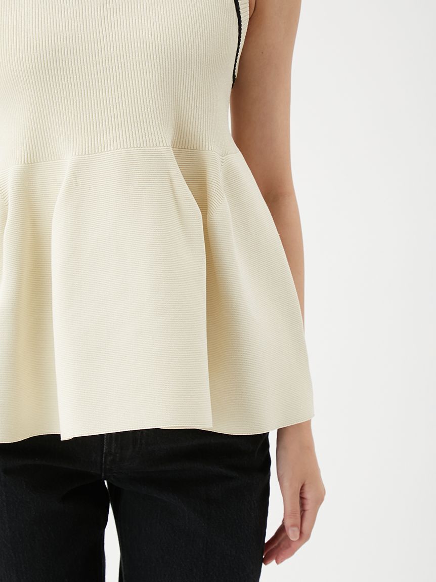 Mila Owen「【USAGI ONLINE・ZOZOTOWN限定カラー】【セットアップ対応】フォルムアンサンブルペプラムノースリニット」|ニット・セーター|