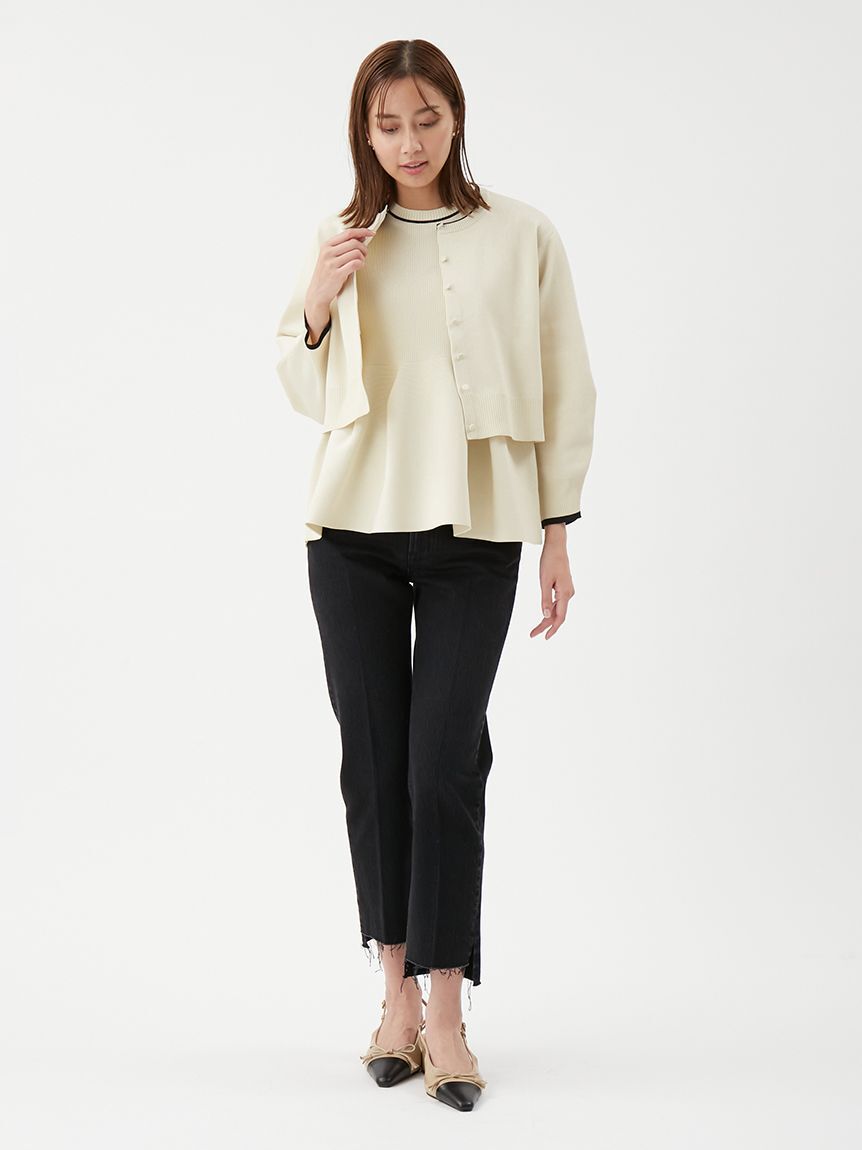 Mila Owen「【USAGI ONLINE・ZOZOTOWN限定カラー】【セットアップ対応】フォルムアンサンブルペプラムノースリニット」|ニット・セーター|