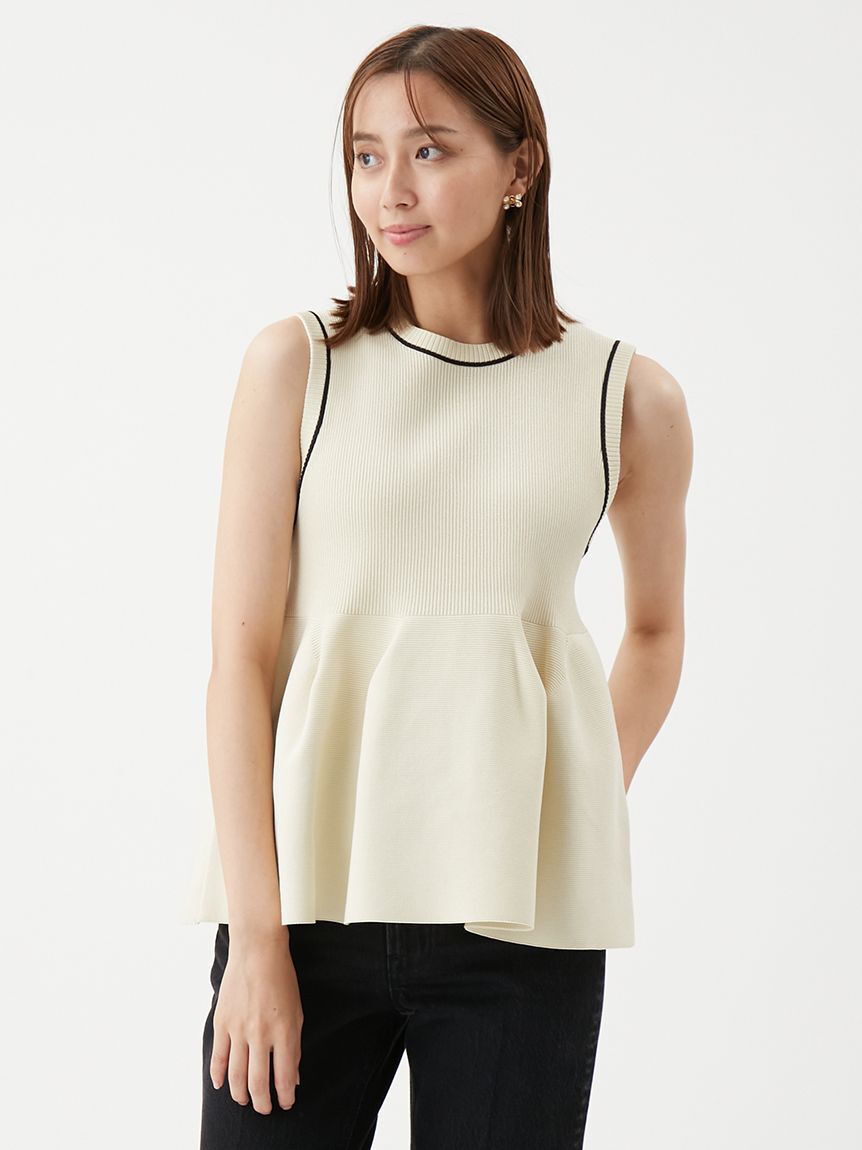 Mila Owen「【USAGI ONLINE・ZOZOTOWN限定カラー】【セットアップ対応】フォルムアンサンブルペプラムノースリニット」|ニット・セーター|