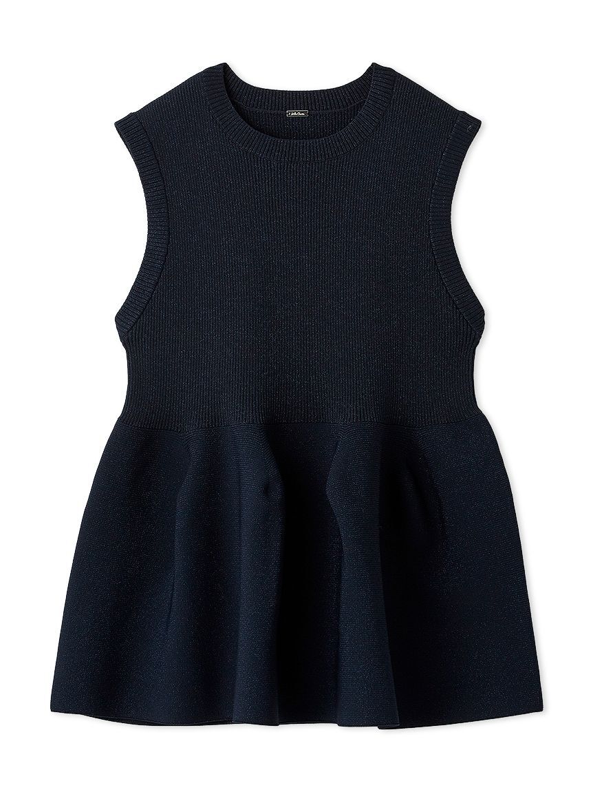 Mila Owen「【USAGI ONLINE・ZOZOTOWN限定カラー】【セットアップ対応】フォルムアンサンブルペプラムノースリニット」|ニット・セーター|NVY