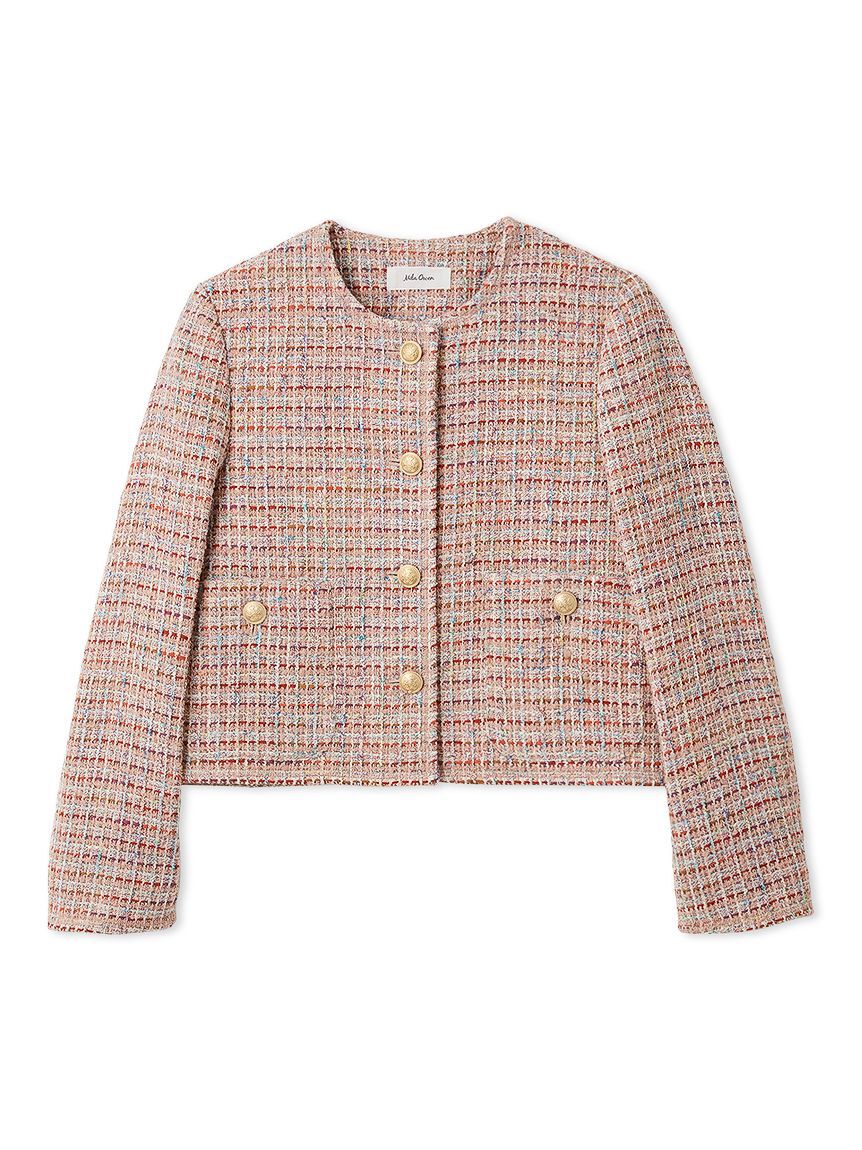 Mila Owen「クロップド金釦コンパクトツイードジャケット」|ノーカラージャケット|PNK
