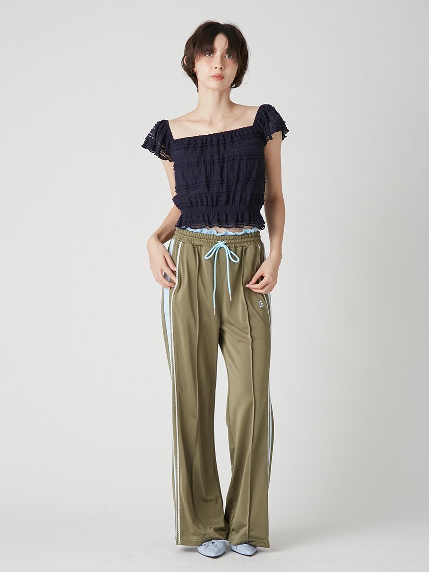 LILY BROWN「ピコレースフレアトラックパンツ」|チノ|