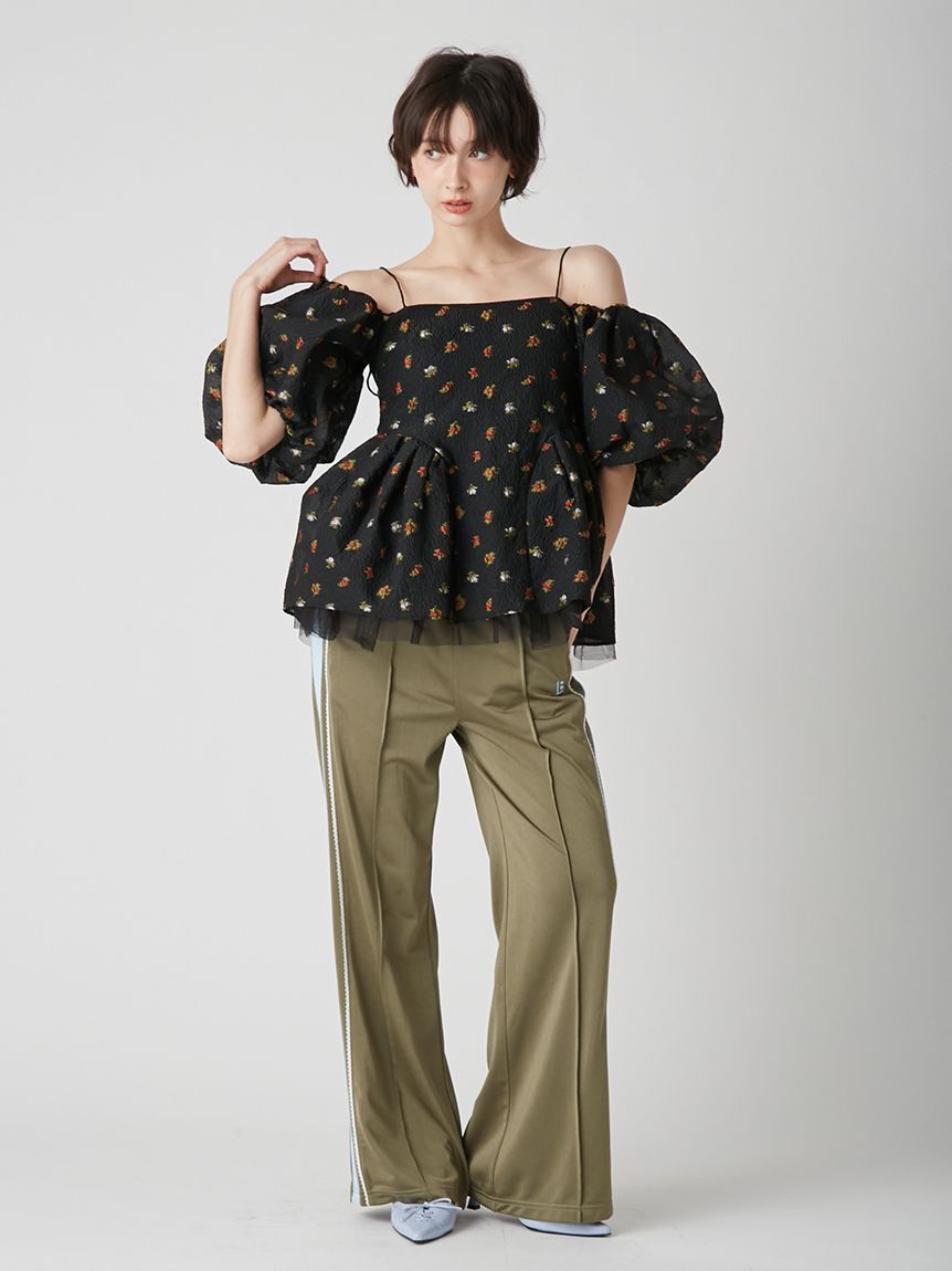 LILY BROWN「ピコレースフレアトラックパンツ」|チノ|