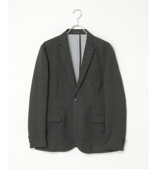 IKKA LOUNGE「【セットアップ対応】ブラックドットサッカーライトジャケット」|テーラードジャケット|