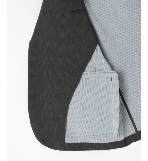 IKKA LOUNGE「【セットアップ対応】ブラックドットサッカーライトジャケット」|テーラードジャケット|