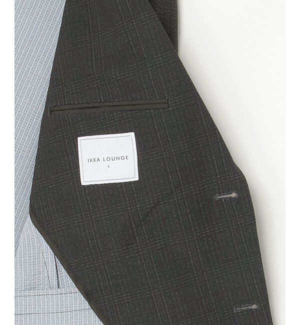 IKKA LOUNGE「【セットアップ対応】ブラックドットサッカーライトジャケット」|テーラードジャケット|