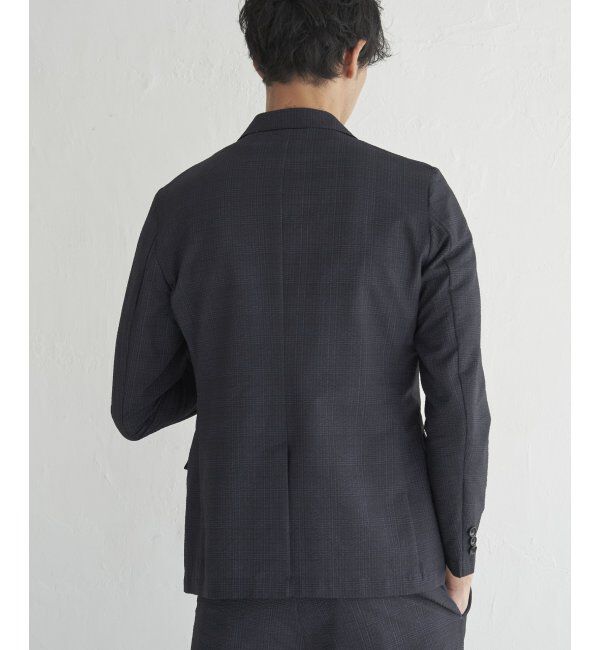 IKKA LOUNGE「【セットアップ対応】ブラックドットサッカーライトジャケット」|テーラードジャケット|