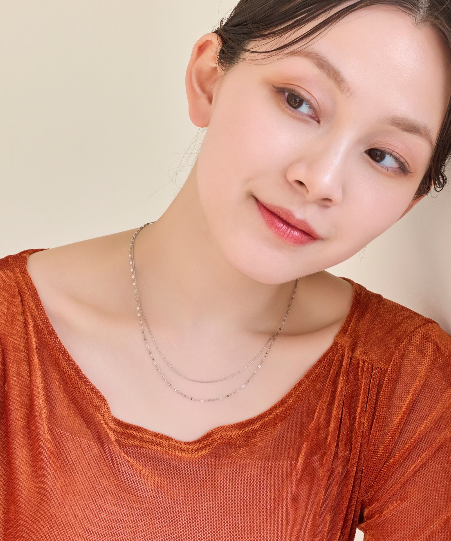 Phoebe「【金属アレルギー対応】ダブルチェーンネックレス　シルバー/サージカルステンレス」|ネックレス|