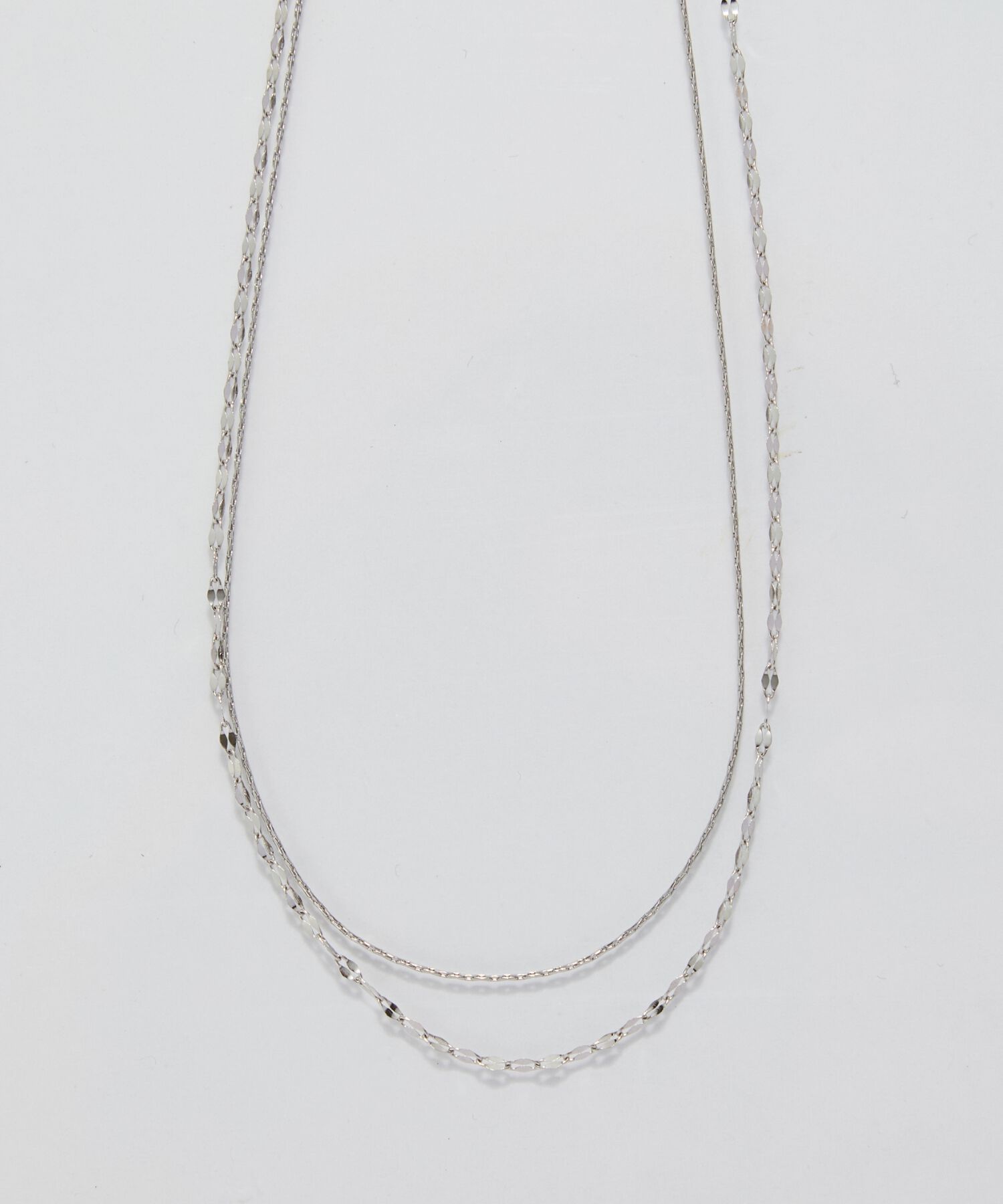 Phoebe「【金属アレルギー対応】ダブルチェーンネックレス　シルバー/サージカルステンレス」|ネックレス|