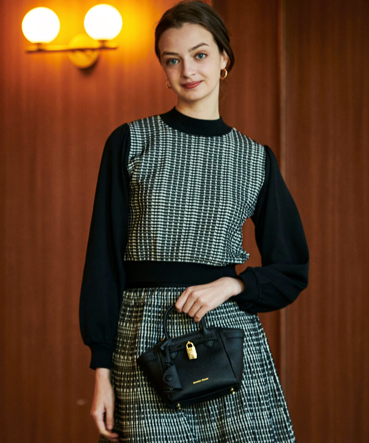 アンドクチュール「ジャガードニットプルオーバー」|ニット・セーター|ブラック