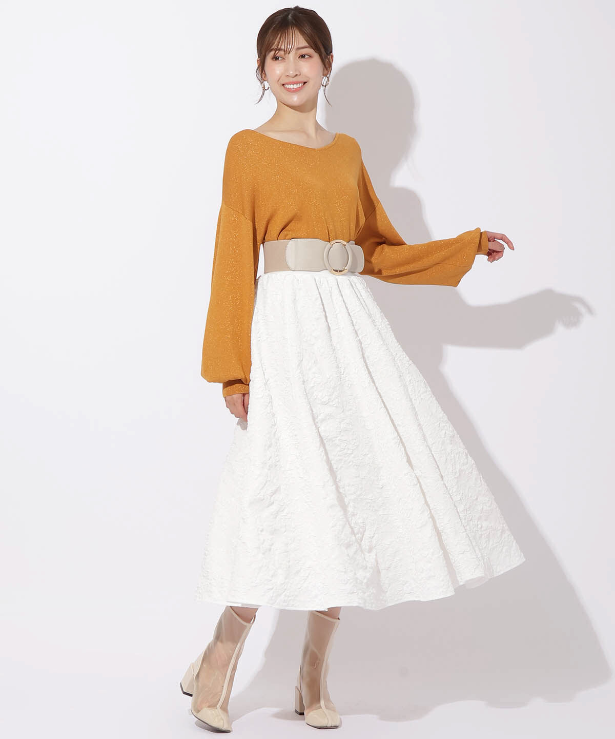 アンドクチュール「ラメニットバックチェーンプルオーバー」|ニット・セーター|