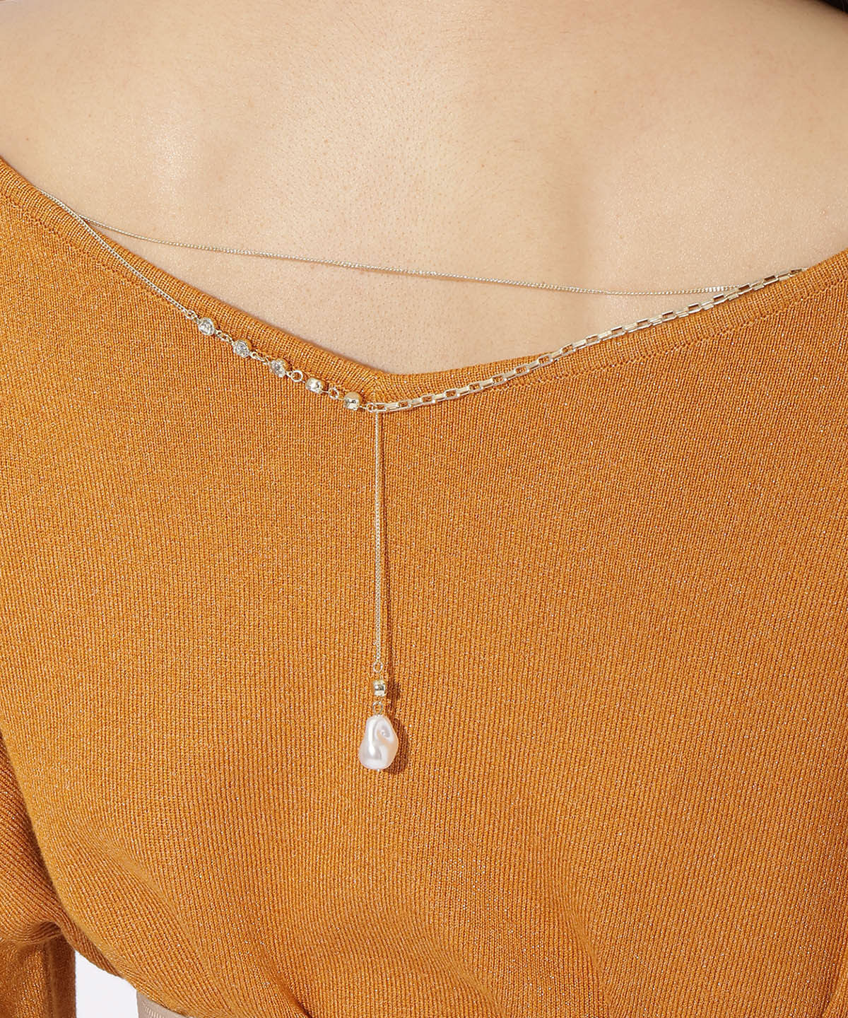 アンドクチュール「ラメニットバックチェーンプルオーバー」|ニット・セーター|