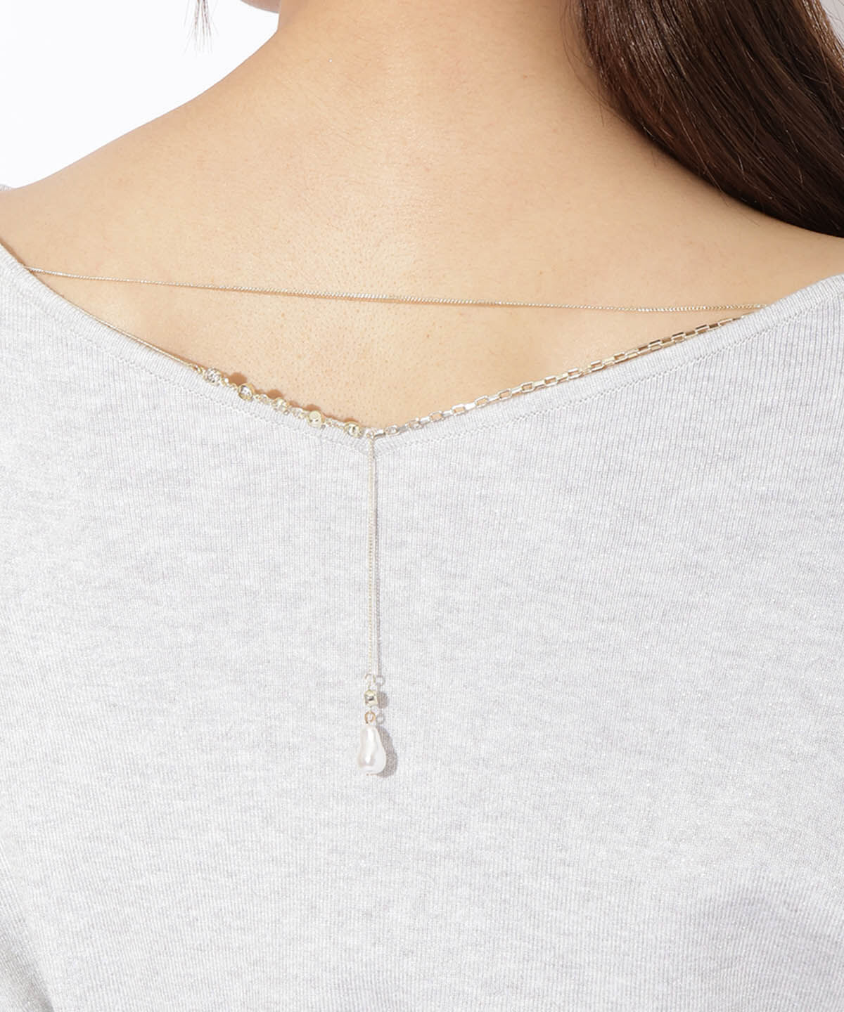 アンドクチュール「ラメニットバックチェーンプルオーバー」|ニット・セーター|