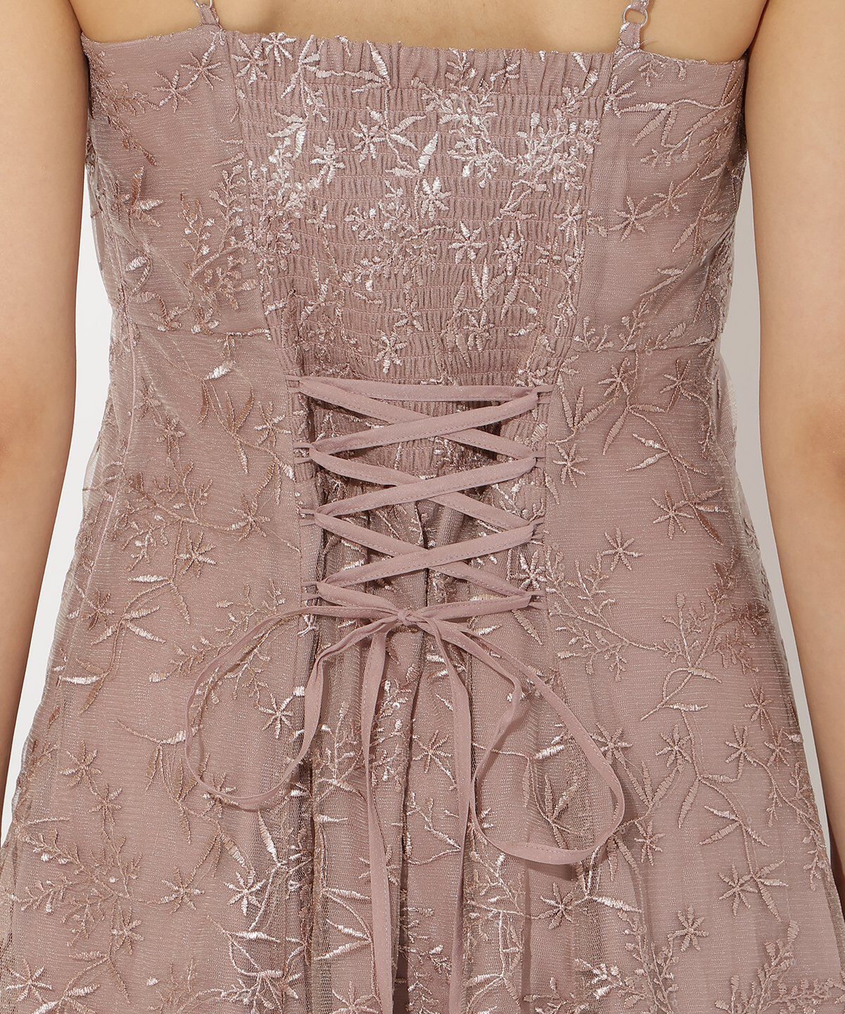 アンドクチュール「ラメボタニカルレースレイヤードドレス」|ドレス|