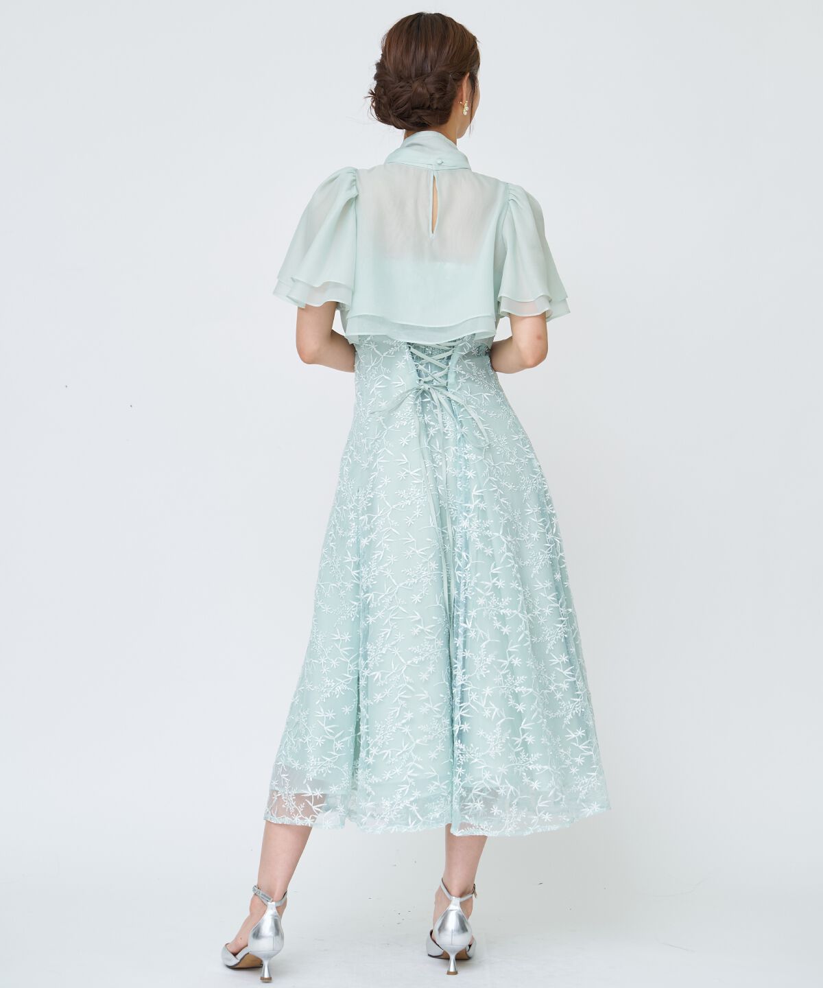 アンドクチュール「ラメボタニカルレースレイヤードドレス」|ドレス|