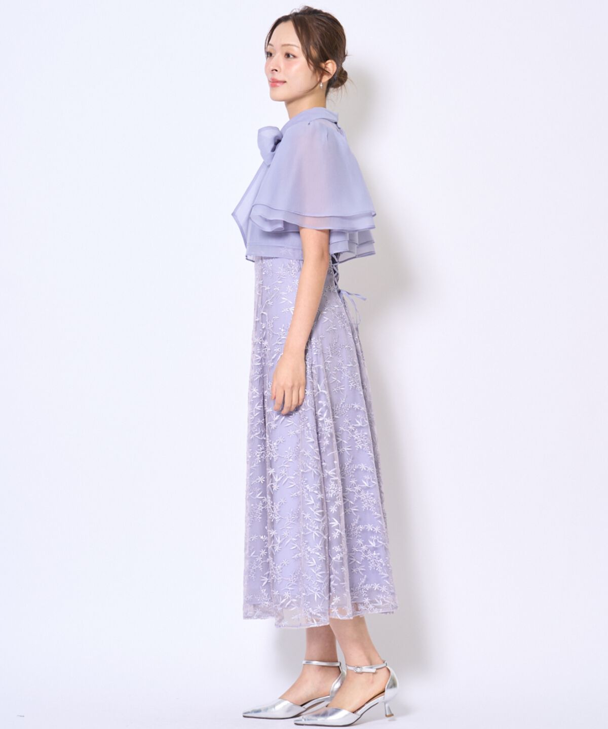 アンドクチュール「ラメボタニカルレースレイヤードドレス」|ドレス|