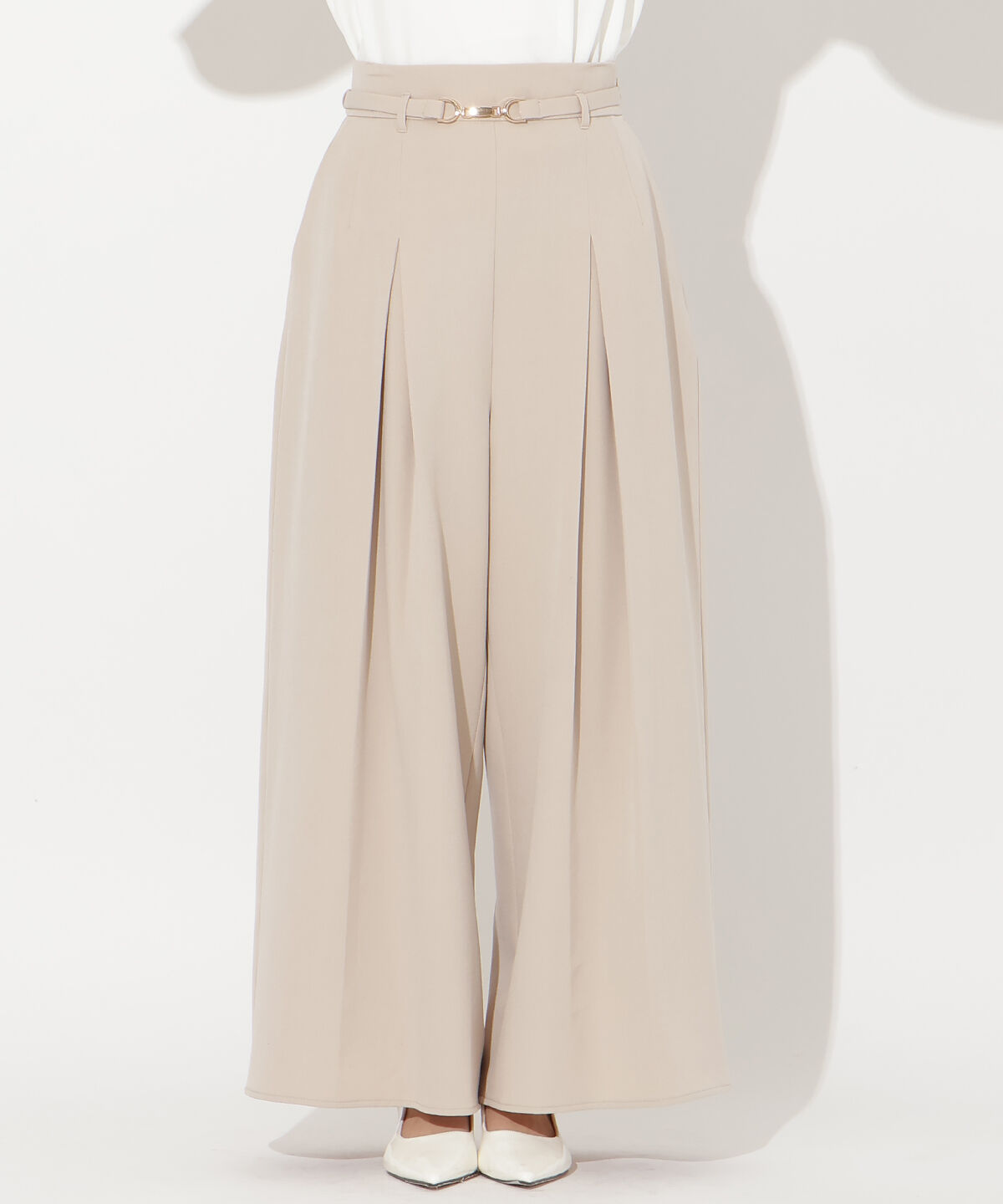 アンドクチュール「ハイウエストタックワイドパンツ」|その他|