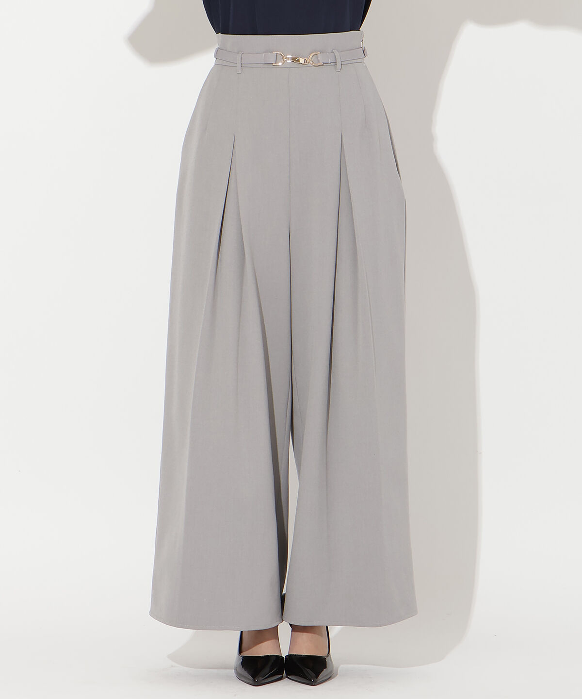 アンドクチュール「ハイウエストタックワイドパンツ」|その他|