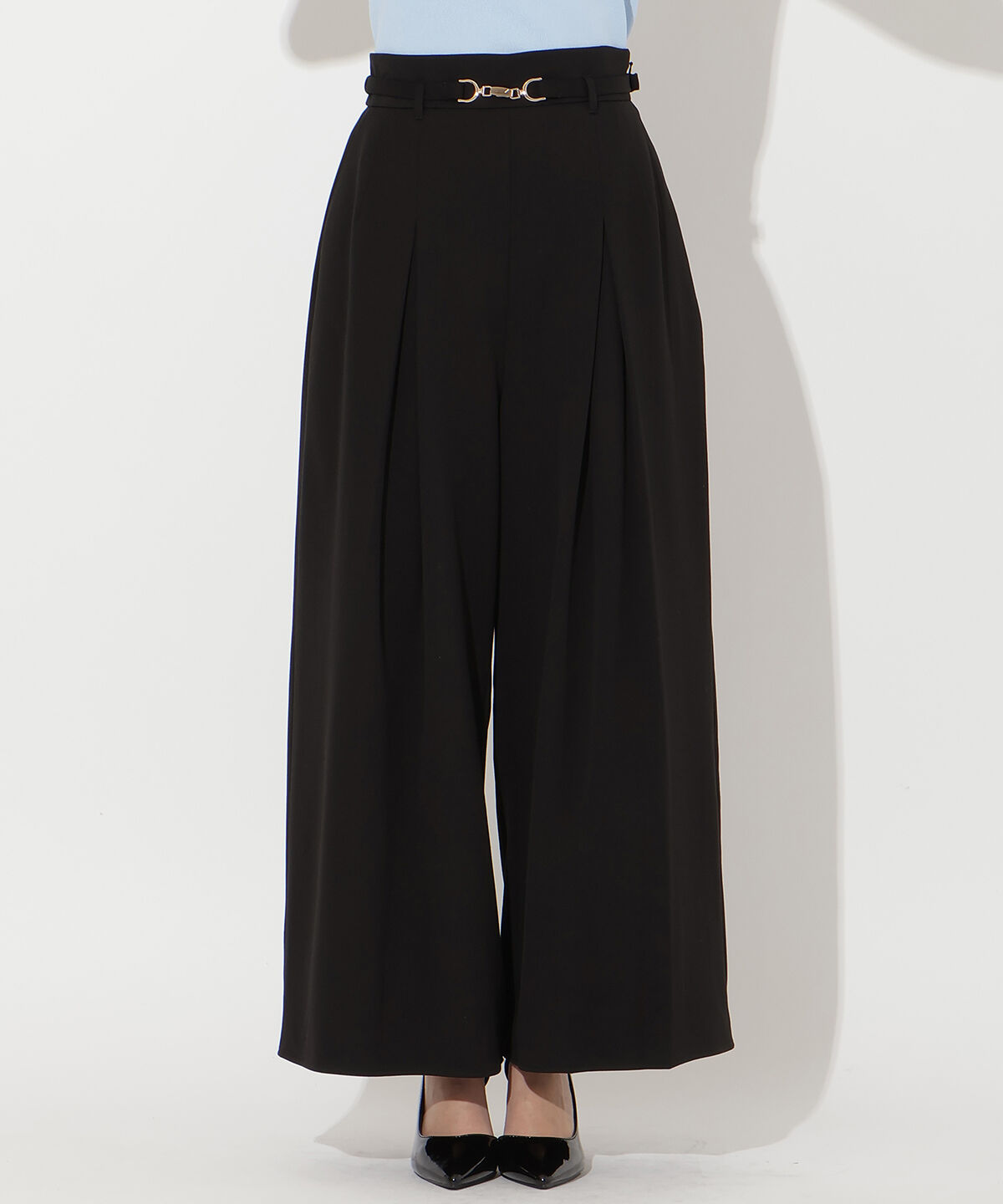 アンドクチュール「ハイウエストタックワイドパンツ」|その他|